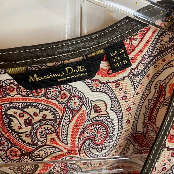 MASSIMO DUTTI 100% Silk paisley sleeveless midi bodycon dress tunic size 4 - Picture 3 of 8